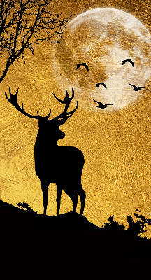 Modern roller blind con estampado de ciervos por la noche