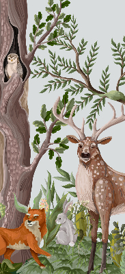 Modern roller blind con estampado de animales del bosque