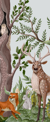 Modern roller blind con estampado de animales del bosque