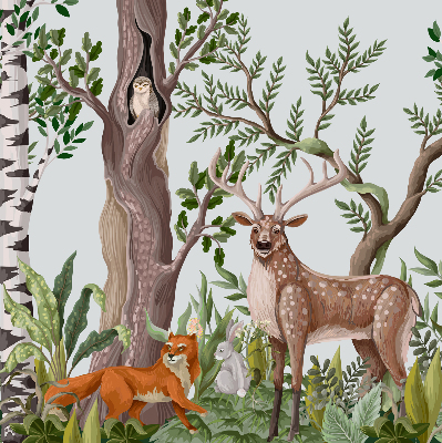 Modern roller blind con estampado de animales del bosque