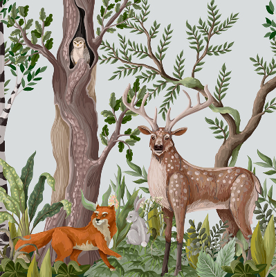 Modern roller blind con estampado de animales del bosque