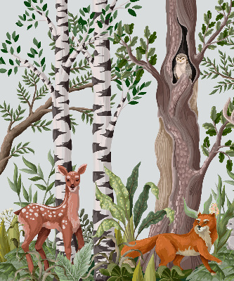 Modern roller blind con estampado de animales del bosque