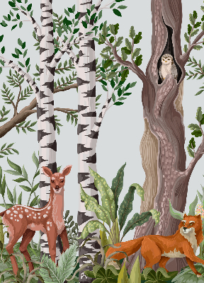 Modern roller blind con estampado de animales del bosque