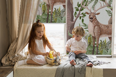 Modern roller blind con estampado de animales del bosque