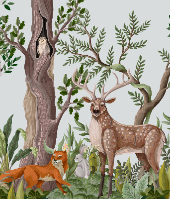 Modern roller blind con estampado de animales del bosque