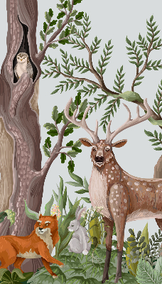 Modern roller blind con estampado de animales del bosque