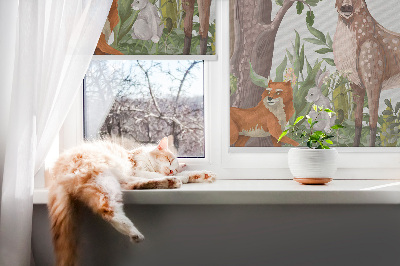 Modern roller blind con estampado de animales del bosque