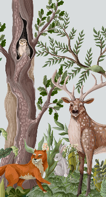 Modern roller blind con estampado de animales del bosque
