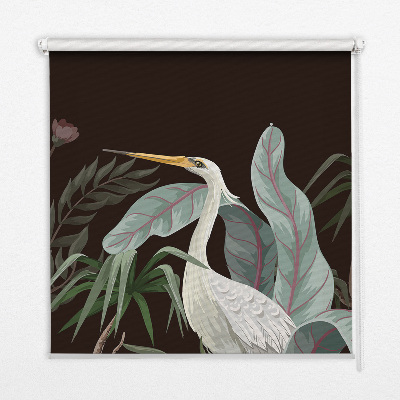 Modern roller blind con estampado de pájaros entre hojas