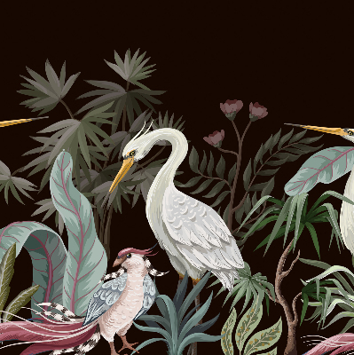 Modern roller blind con estampado de pájaros entre hojas