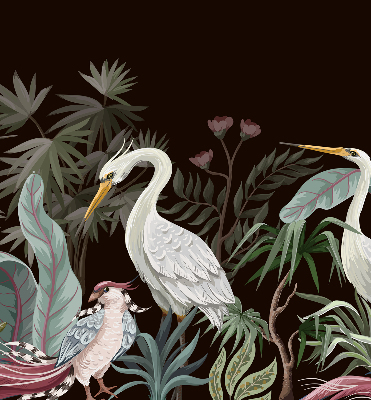 Modern roller blind con estampado de pájaros entre hojas