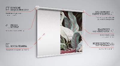 Modern roller blind con estampado de pájaros entre hojas
