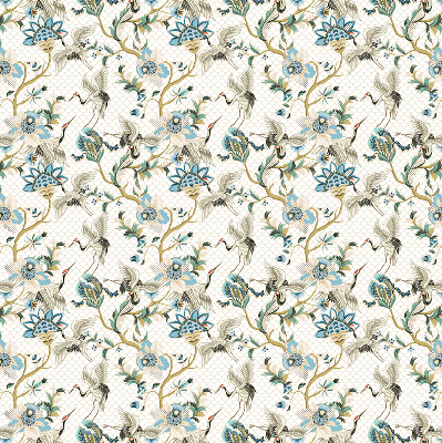 Estor enrollable con estampado de flores y pájaros