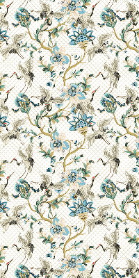 Estor enrollable con estampado de flores y pájaros