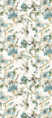 Estor enrollable con estampado de flores y pájaros