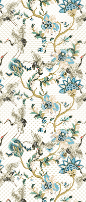 Estor enrollable con estampado de flores y pájaros