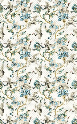 Estor enrollable con estampado de flores y pájaros