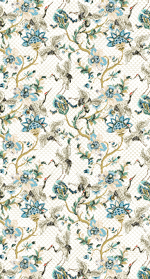Estor enrollable con estampado de flores y pájaros
