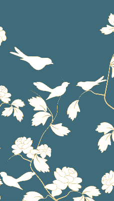 Modern roller blind con diseño de pájaros blancos sobre flores blancas