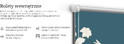 Modern roller blind con diseño de pájaros blancos sobre flores blancas