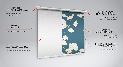 Modern roller blind con diseño de pájaros blancos sobre flores blancas