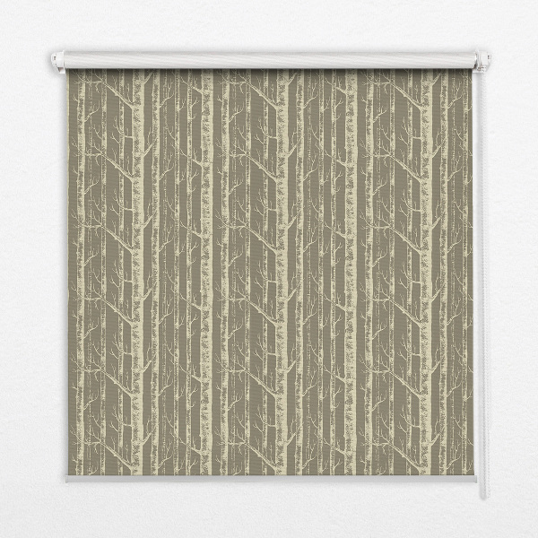 Estor enrollable para ventana con diseño de troncos de árbol