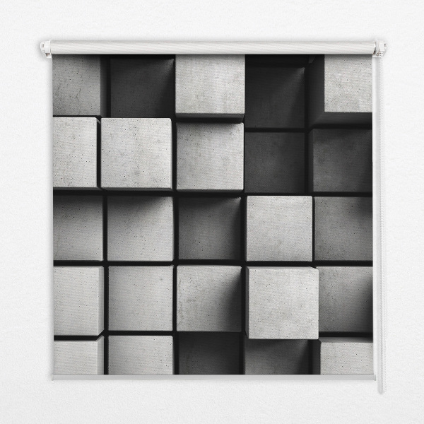 Modern roller blind con estampado de cubos de piedra