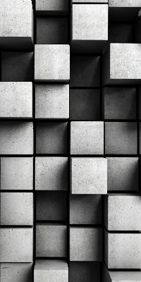 Modern roller blind con estampado de cubos de piedra