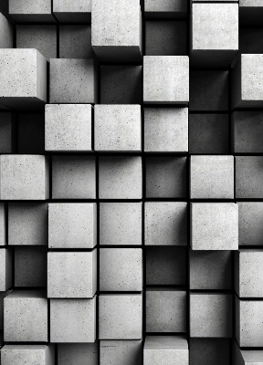 Modern roller blind con estampado de cubos de piedra