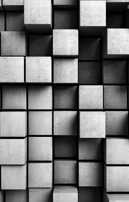 Modern roller blind con estampado de cubos de piedra