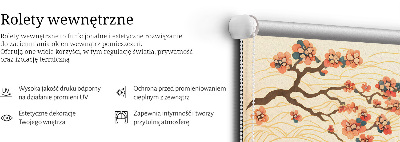 Estor enrollable para ventana con estampado de olas y flores