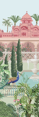 Estor enrollable con estampado de palacio y jardín
