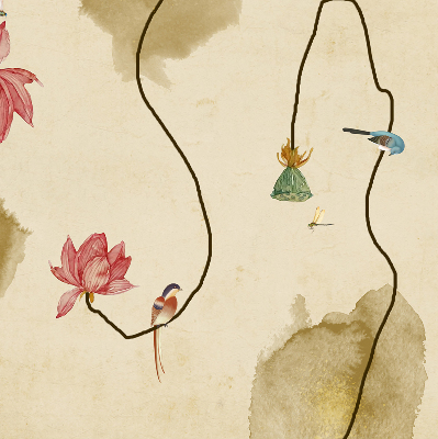 Modern roller blind con diseño de flores