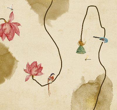 Modern roller blind con diseño de flores