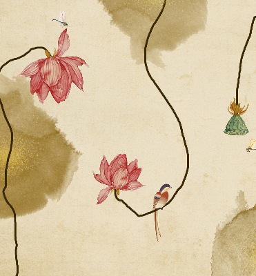Modern roller blind con diseño de flores