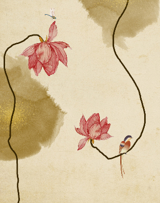 Modern roller blind con diseño de flores