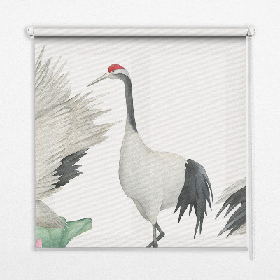 Modern roller blind con diseño de grullas entre lirios
