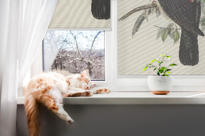 Estor enrollable para ventana con estampado de pájaros sobre una rama