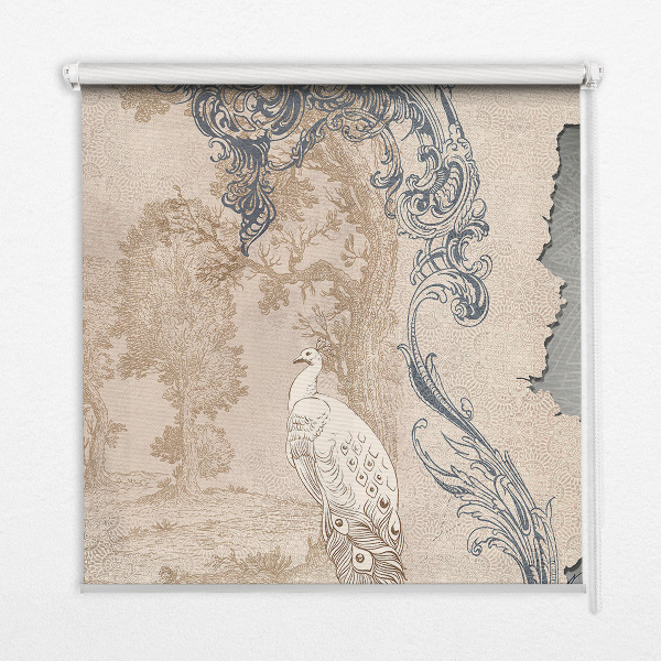 Modern roller blind con estampado de pájaros de estilo antiguo