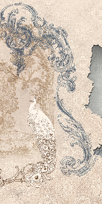 Modern roller blind con estampado de pájaros de estilo antiguo