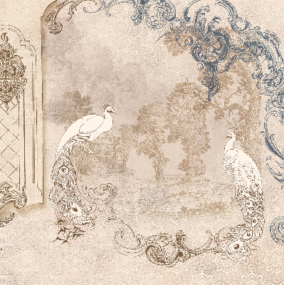 Modern roller blind con estampado de pájaros de estilo antiguo