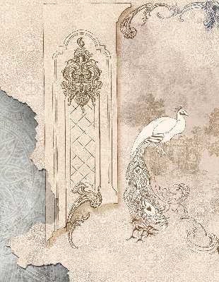 Modern roller blind con estampado de pájaros de estilo antiguo