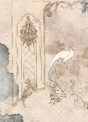 Modern roller blind con estampado de pájaros de estilo antiguo