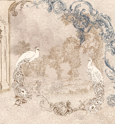 Modern roller blind con estampado de pájaros de estilo antiguo