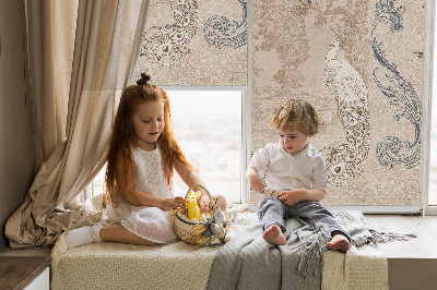 Modern roller blind con estampado de pájaros de estilo antiguo