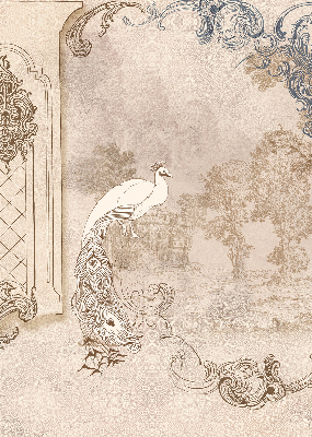 Modern roller blind con estampado de pájaros de estilo antiguo