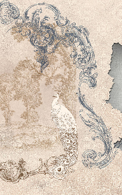 Modern roller blind con estampado de pájaros de estilo antiguo