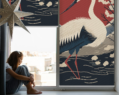 Estor enrollable para ventana con estampado de grúa en el agua