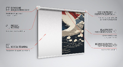 Estor enrollable para ventana con estampado de grúa en el agua