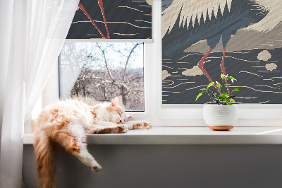 Estor enrollable para ventana con estampado de grúa en el agua